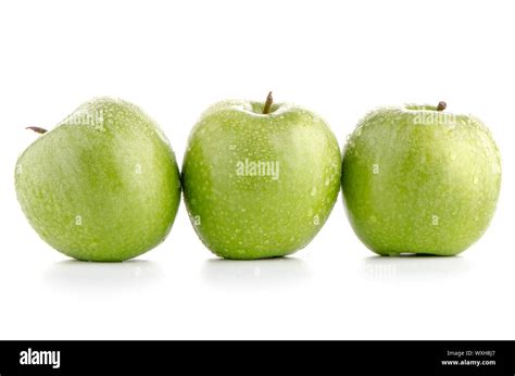 Green Apple Fruits Isolated On White Background Stock Photo Alamy