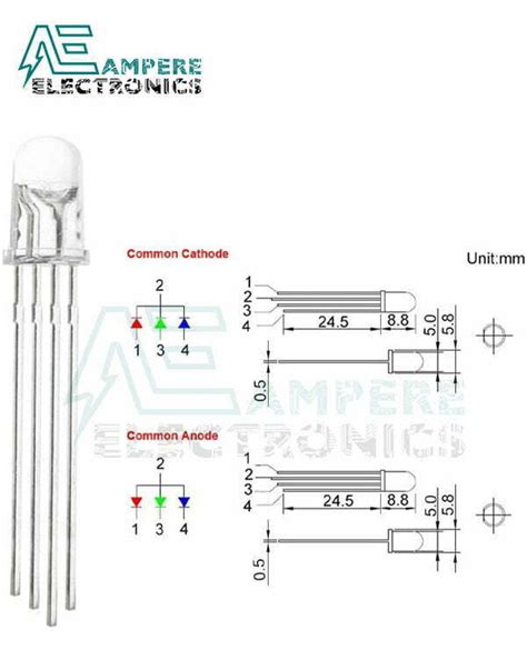 Led Rgb Cathode Pin Mm Ampere Electronics