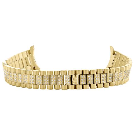 Ladies 18k Yellow Gold Diamond Watch Band For Rolex Datejust President 122 Ct Ebay