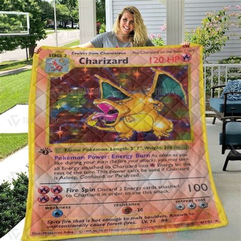HOT Anime Pokemon Charizard Card Luxury Quilt Express Your Unique