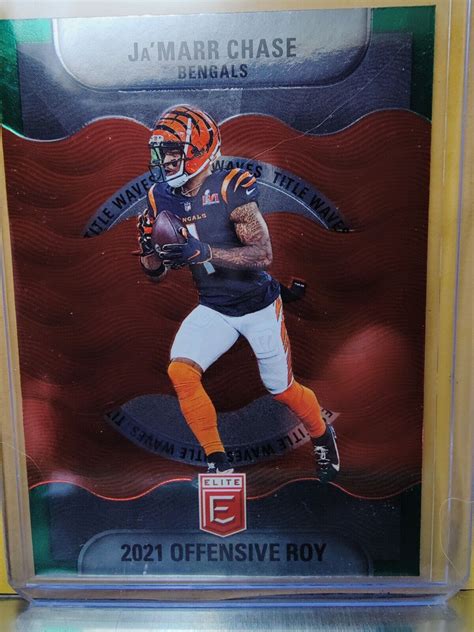 Jamarr Chase Donruss Elite Title Waves Green Offensive Roy