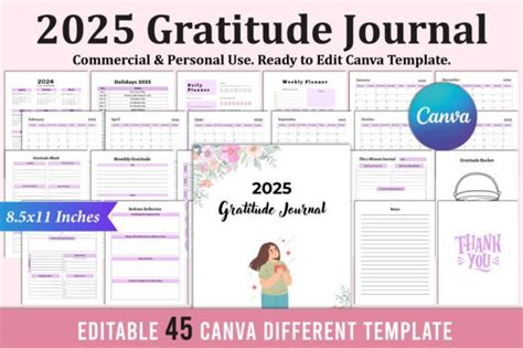 Gratitude Journal For Canva Kdp Grafik Von Shumaya Creative Fabrica