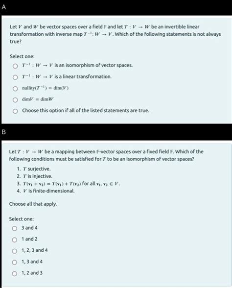 Solved A Let V And W Be Vector Spaces Over A Field F And Let Chegg