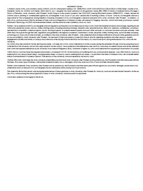 Indemnity Bond Download Free Pdf Indemnity Justice