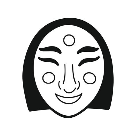 Korean funny face mask. Traditional festival in Korea. Vector doodle ...