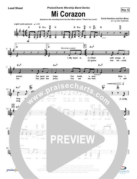 Mi Corazon Sheet Music Pdf Don Moen Praisecharts