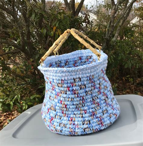 Multi Colored Clothesline Crocheted Basket Etsy