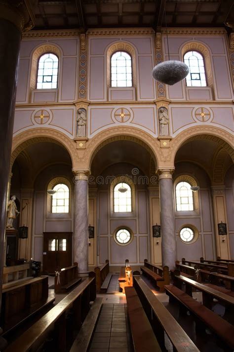 wall  windows  st laurentius church editorial stock image