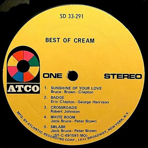 Cream Best Of Cream Vinyl Lp 1969 Atco Sd 33 291 Vg Vg Ebay