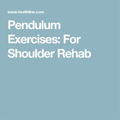 Pendulum Exercises For Shoulder Rehab Shoulder Rehab Exercise