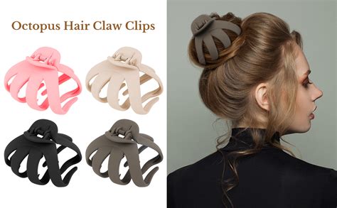 Yariew 4 Pcs Large Octopus Hair Clip Claw Clips For Thick Hair 3 15 Matte Octopus