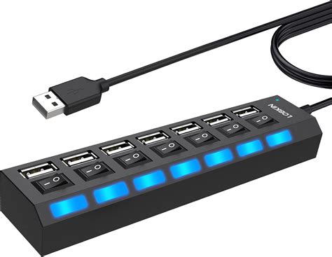 USB Hub Multi Port Splitter LOBKIN 7 Port Data Hub USB 2 0 With