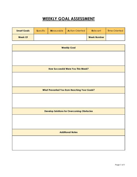 Free Goal Setting Templates Word Excel Printable