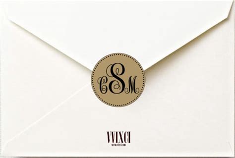 Custom Monogram Envelope Seal Clear Monogram Sticker Kraft Etsy