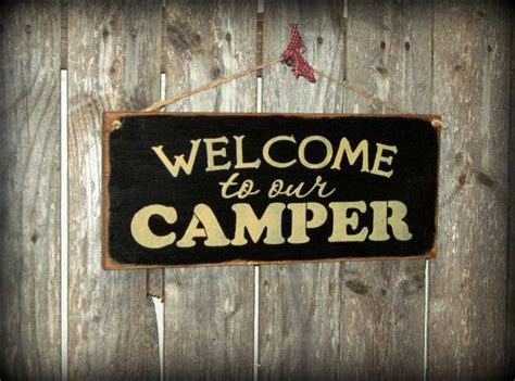 Wooden Camper Sign Welcome To Our Camper Campsite Decor Etsy Camper