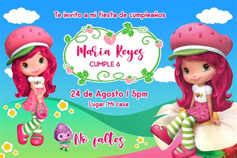 Tarjeta De Invitaci N De Fresita Rosita Psd Editable Strawberry