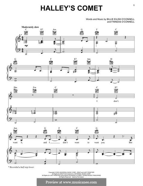 Halley's Comet (Billie Eilish) by F. O'Connell - sheet music on MusicaNeo