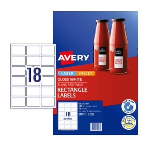 Avery Rectangle Labels Gloss White Labels Laser Inkjet