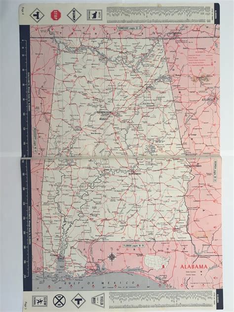 S Alabama State Map Vintage Atlas Etsy