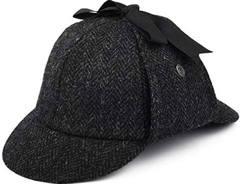 Jaxon James Harris Tweed Sherlock Holmes Deerstalker Hat Black