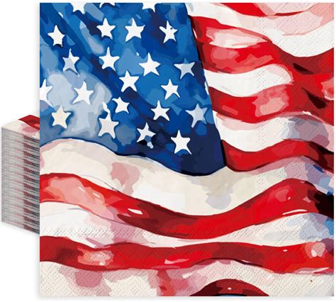 Amazon Generic AnyDesign 100Pcs Patriotic Paper Napkins Red Blue