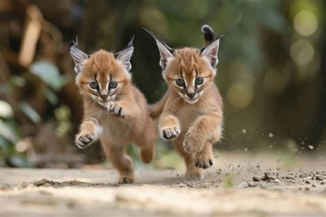 Premium Photo Playful Caracal Kittens