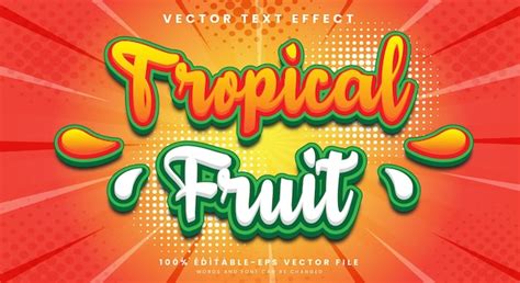 Fruta Tropical 3d Efecto De Texto Editable Plantilla Adecuada Para