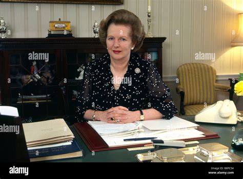 British Prime Minister Margaret Thatcher Private Session At Her Desk