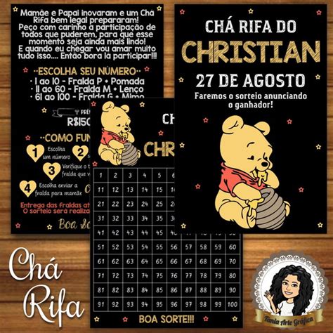 Convite Ch Rifa Partes Cartela Ursinho Pooh Elo