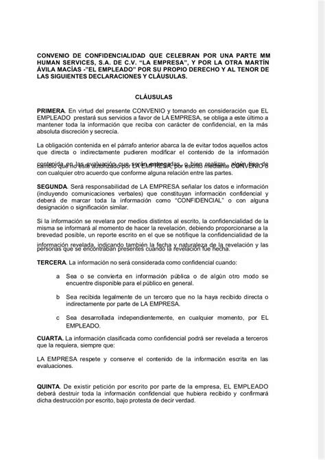 Pdf Formato Carta Confidencialidad Dokumentips