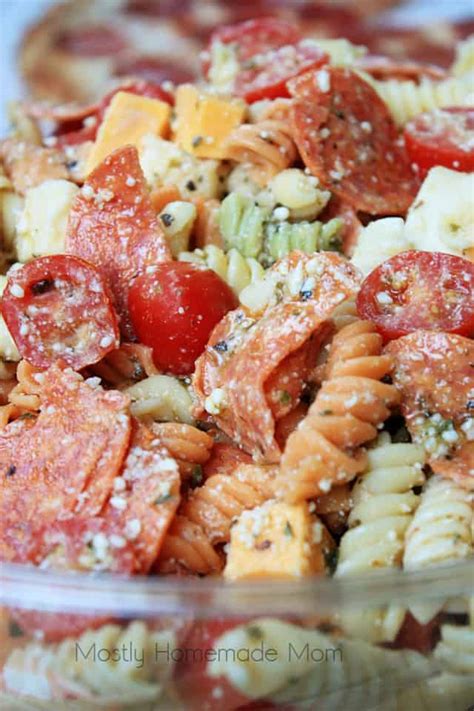 Pepperoni Pizza Pasta Salad Video Mostly Homemade Mom