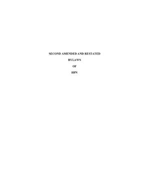 Fillable Online Second Amended And Restated Bylaws Of Hfn Fax Email