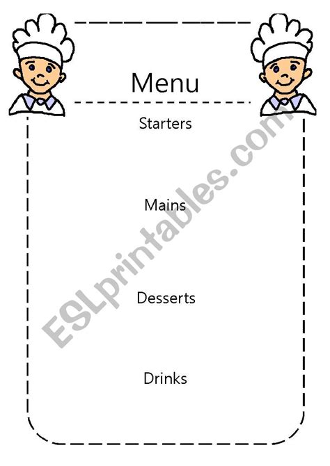 Design Your Own Menu Esl Worksheet By Carlymloveland