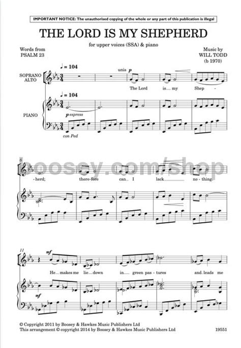 Todd Will The Lord Is My Shepherd Ssa Piano Digital Sheet Music