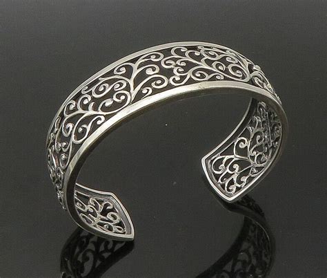 Ross Simon Sterling Silver Vintage Shiny Swirl Vine Cuff Bracelet