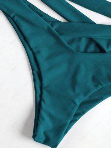 Zaful Spaghetti Strap Criss Cross Bikini In Peacock Blue Zaful