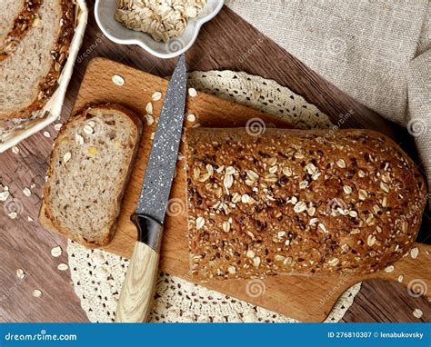 Homemade Bread Sourdough Wheat Rye Bread With Oatmeal Sesame Soy