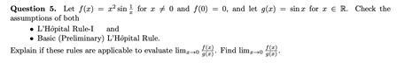 Solved Question 5 Let F X X2 Sin 1 For X 0 And F 0