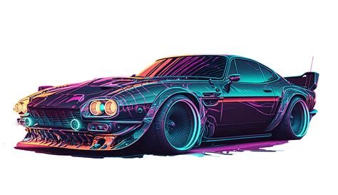 Realistic Modified Sports Neon Car For Free Ai Generative 28252345 Png