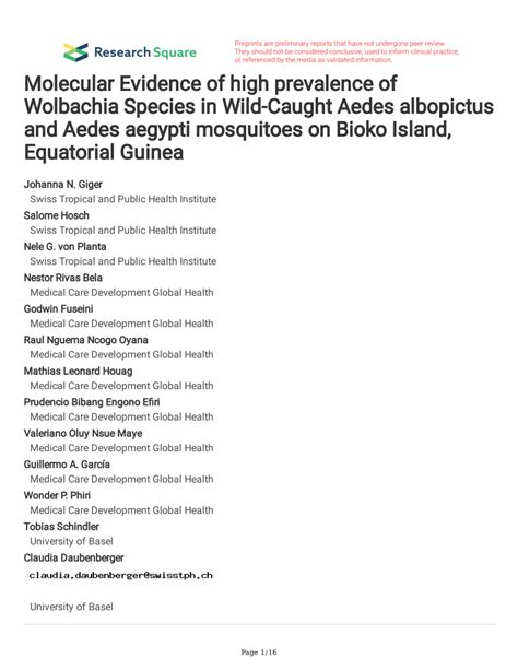 PDF Molecular Evidence Of High Prevalence Of Wolbachia Species In