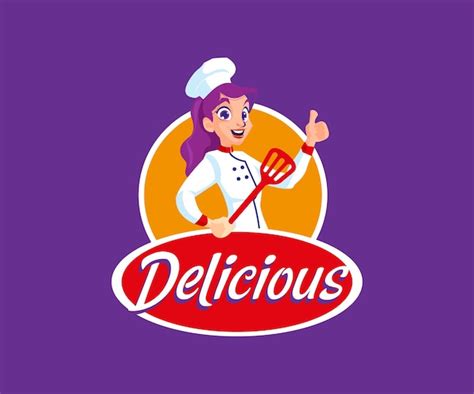 Premium Vector A Woman Chef With Delicious Food Mascot Logo