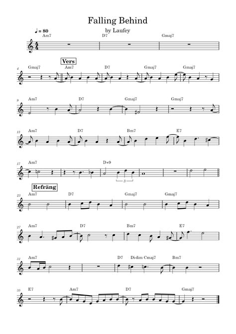 Falling Behind Laufey Sheet Music For Saxophone Alto Solo