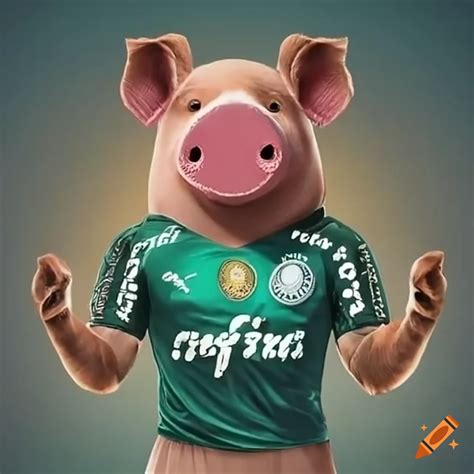 Imagem em alta definição de um porco vestindo a camisa do palmeiras on