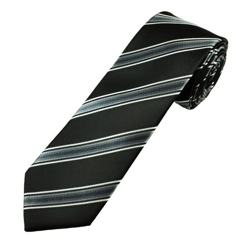 Black White Shades Of Grey Striped Narrow Men S Tie From Ties Planet Uk