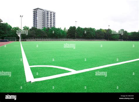 Football Pitch With High Rise Stock Photo Alamy