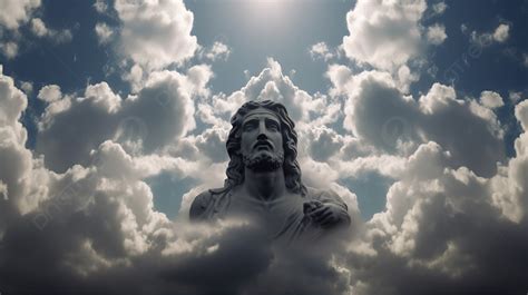 Fondo La Imagen De Jesus En Una Nube De Nubes Fondo Imagen De Dios En