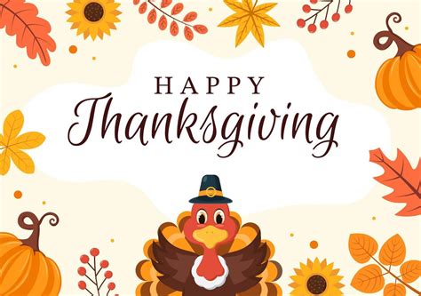 Happy Thanksgiving Celebration Template Hand Drawn Cartoon Flat