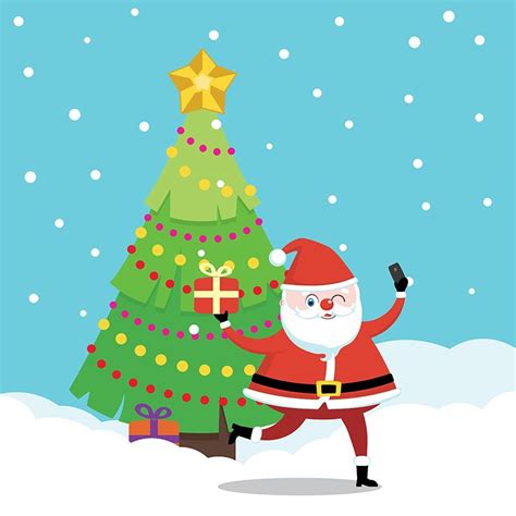 Christmas banner with christmas tree and cartoon santa winter landscape ...