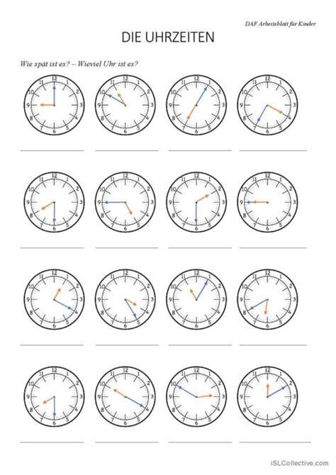 Uhrzeiten Deutsch Daf Arbeitsbl Tter Pdf Doc