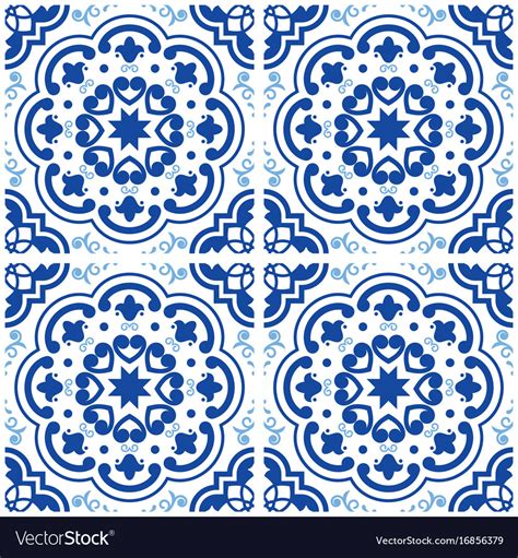 Azulejos Portuguese Tile Floor Pattern Lisbon Vector Image